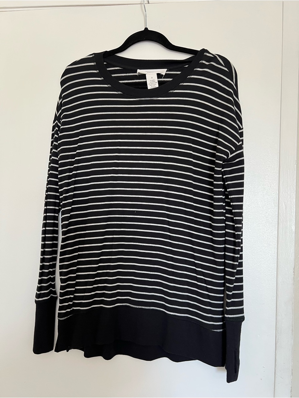 Workshop Republic Clothing Black & White Striped Long Sleeve Top